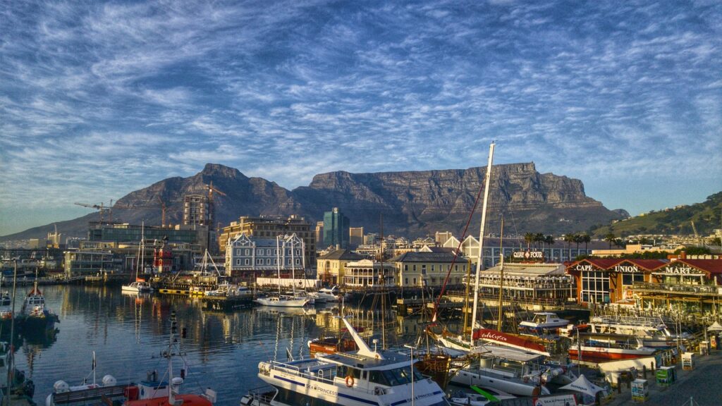 cape town, table mountain, waterfront, mountain, sunrise, south africa, nature, harbour, tourism, cityscape, blue, city, cape, blue city, blue mountain, blue sunrise, blue table